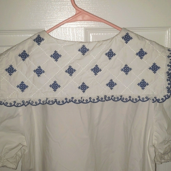 Zara top embroidery  collar size large white and blue - Picture 7 of 7